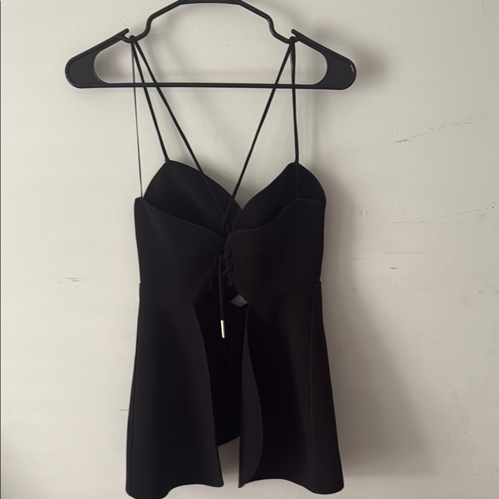 Acler Black Asymmetrical Cut Out Camisole